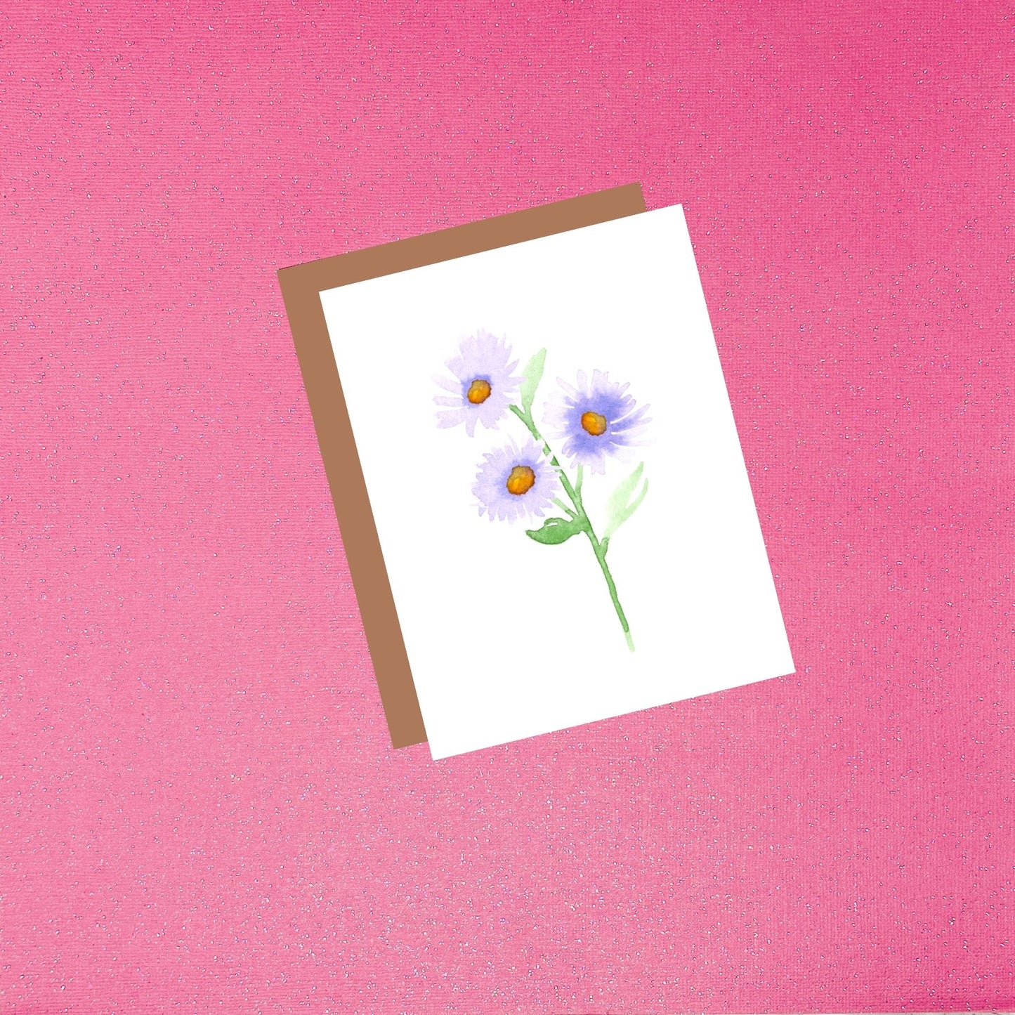 Watercolor Purple Aster Greeting Card