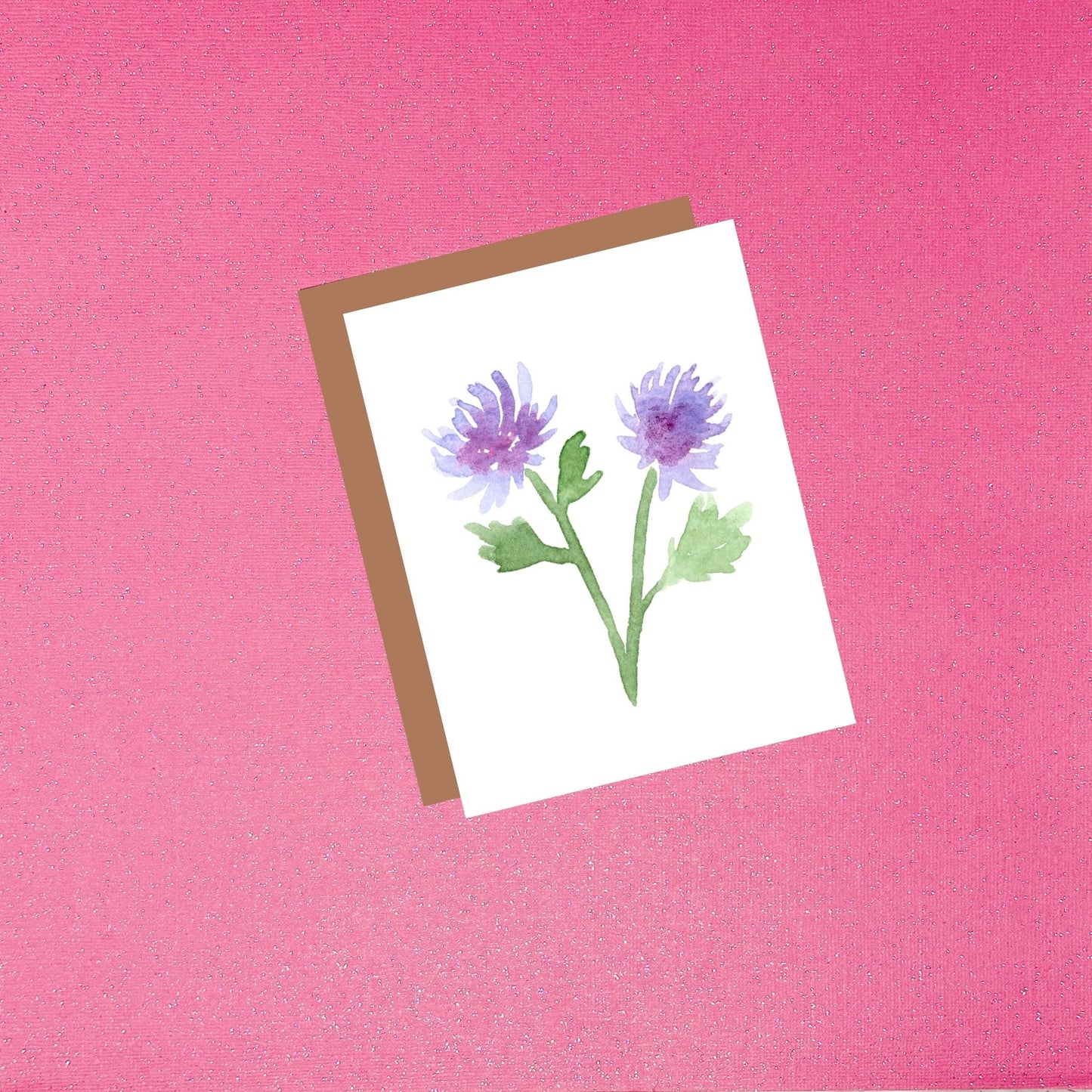 Watercolor Purple Chrysanthemum Greeting Card