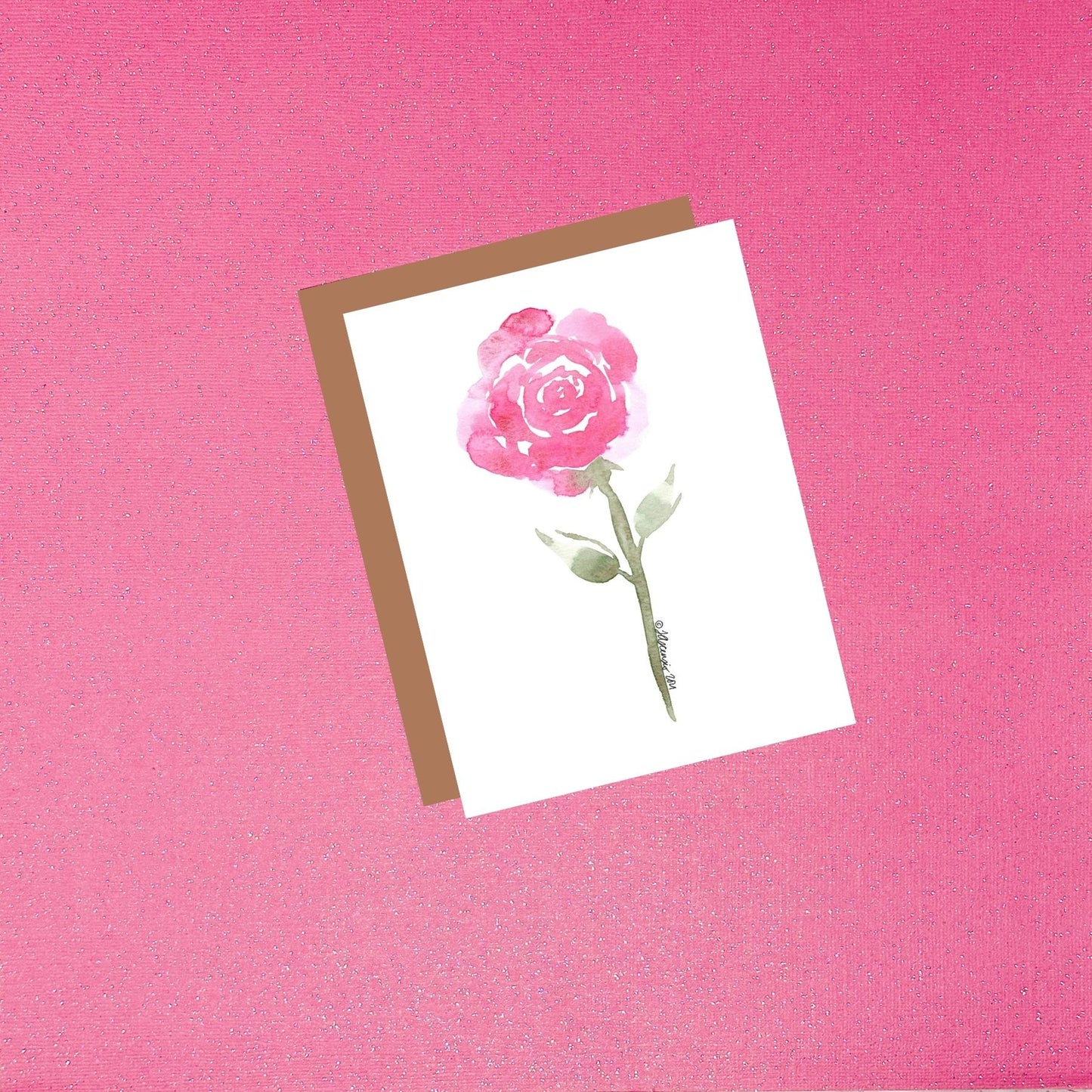 Rose Flower Watercolor Card
