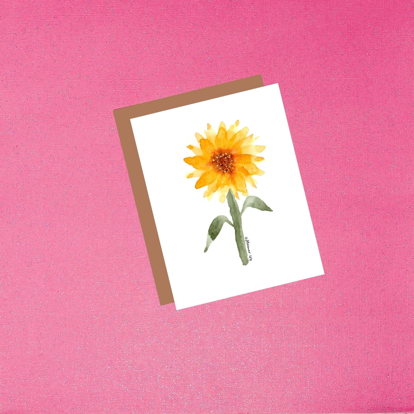 Sunflower Flower Watercolor Card