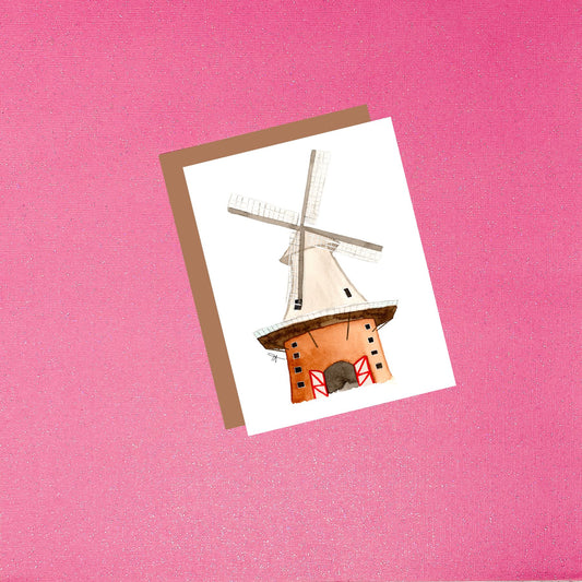 Windmill Watercolor Greeting Card