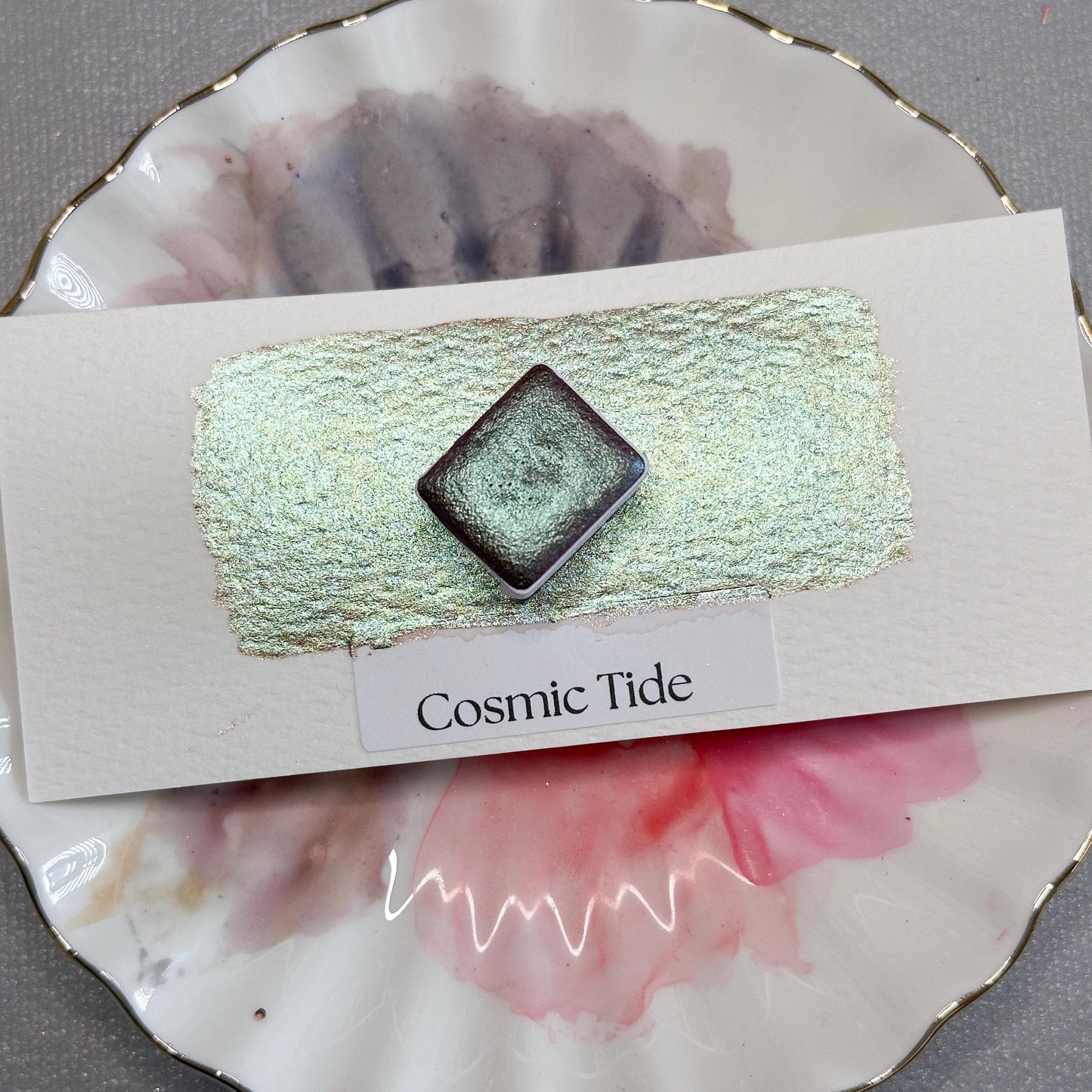 Cosmic Tide Watercolor | Handmade Color-Shifting Paint | Shimmer Half Pan Quarter Pan For Artists Glitter Watercolor