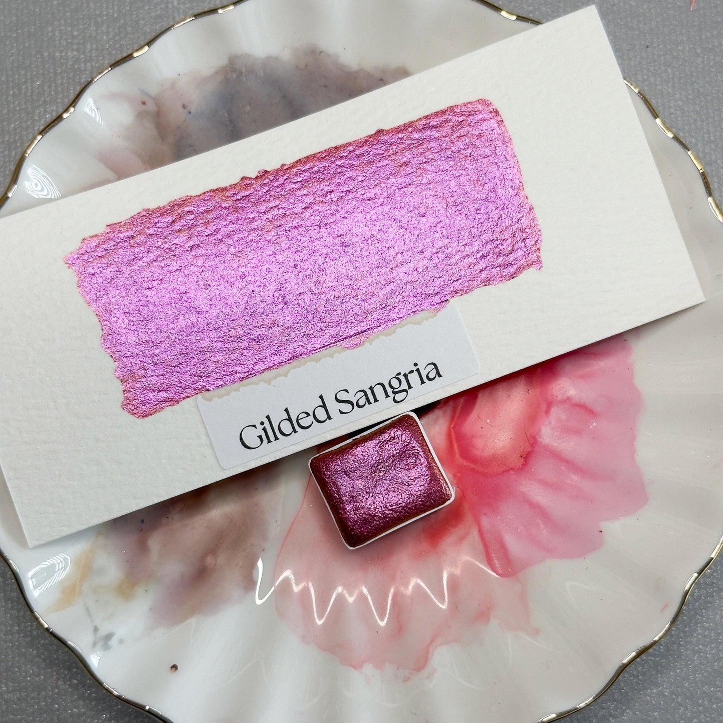 Gilded Sangria Watercolor | Handmade Color-Shifting Paint | Shimmer Half Pan Quarter Pan Artist Pigment Hand Crafted Watercolor Paint