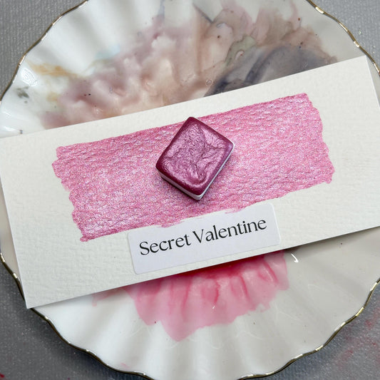 Secret Valentine Watercolor | Pink Mauve Shimmer Paint | Iridescent Handmade Half Pan Quarter Pan | Romantic Accent Paint