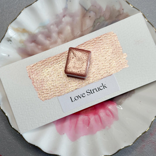 Love Struck Watercolor | Rose Gold Shimmer Paint | Handmade Metallic Half Pan Quarter Pan | Luxury Romantic Paint