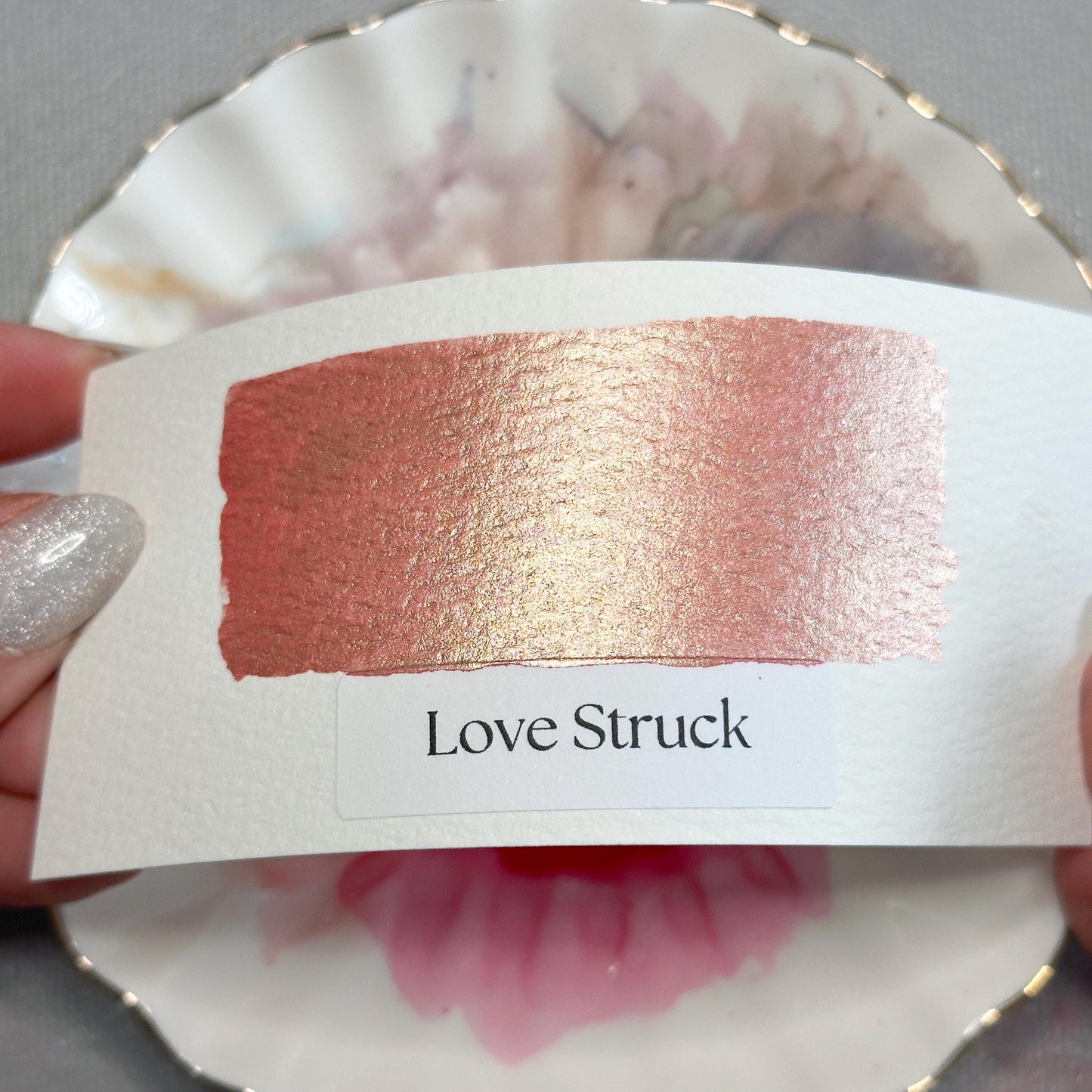 Love Struck Watercolor | Rose Gold Shimmer Paint | Handmade Metallic Half Pan Quarter Pan | Luxury Romantic Paint
