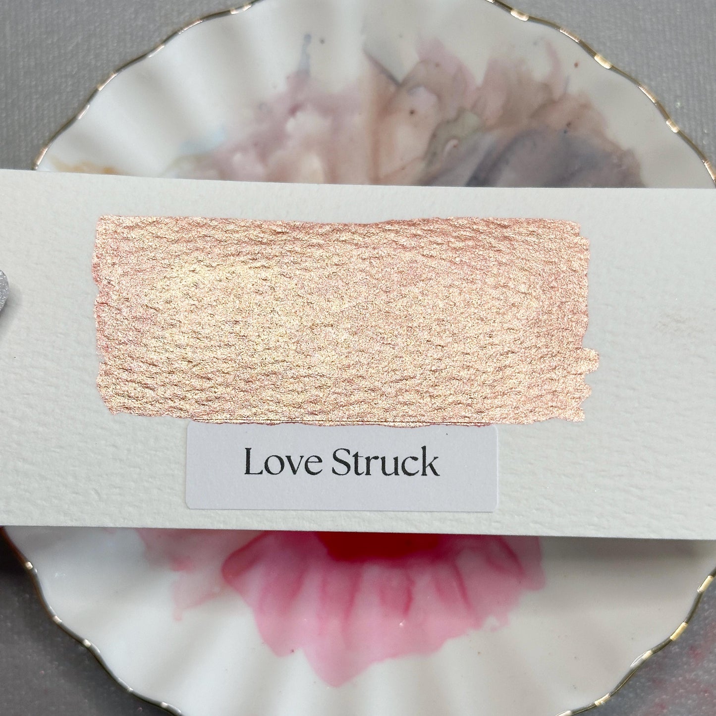 Love Struck Watercolor | Rose Gold Shimmer Paint | Handmade Metallic Half Pan Quarter Pan | Luxury Romantic Paint